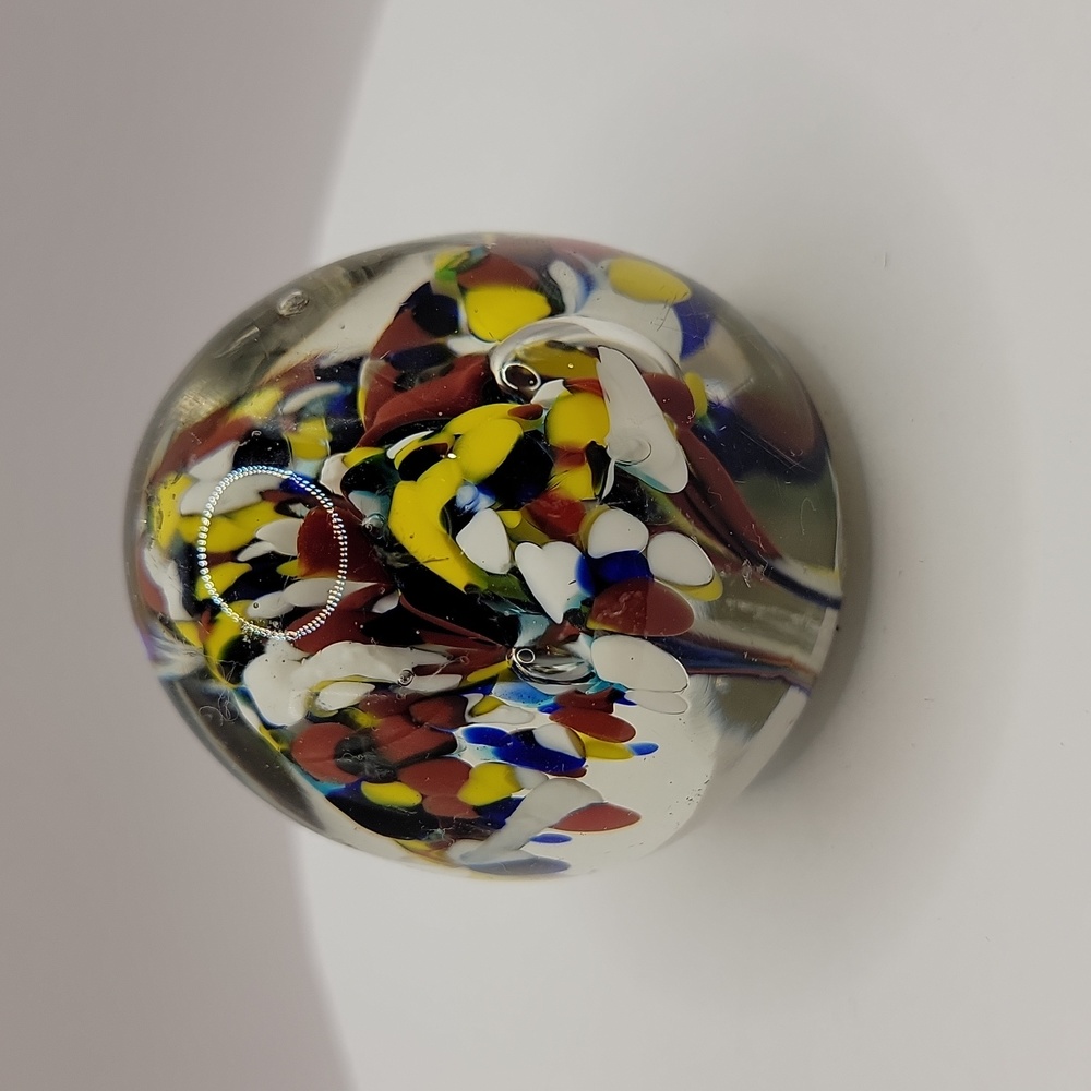 Studio Art Glass Confetti Flower Paperweight